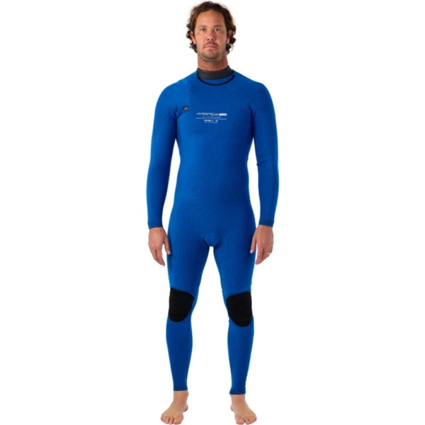 2025 O'Neill Hommes Hyperfreak Wind 4/3+mm Chest Zip Combinaison Néoprène 5628 - Black / Tempered Steel